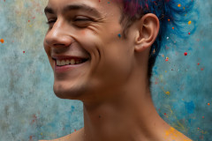 Paint Splat Fun - Colorful Happy Male Faces