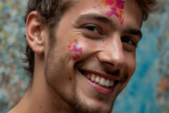 Paint Splat Fun - Colorful Happy Male Faces