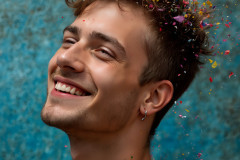 Paint Splat Fun - Colorful Happy Male Faces