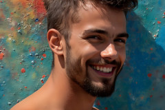 Paint Splat Fun - Colorful Happy Male Faces