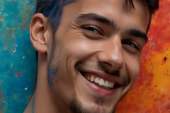 Paint Splat Fun - Colorful Happy Male Faces