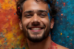 Paint Splat Fun - Colorful Happy Male Faces