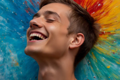 Paint Splat Fun - Colorful Happy Male Faces