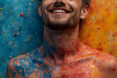 Paint Splat Fun - Colorful Happy Male Faces
