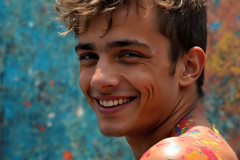 Paint Splat Fun - Colorful Happy Male Faces