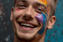 Paint Splat Fun - Colorful Happy Male Faces