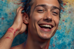 Paint Splat Fun - Colorful Happy Male Faces