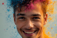Paint Splat Fun - Colorful Happy Male Faces