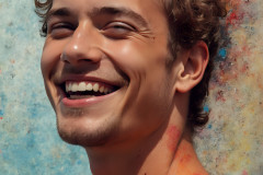 Paint Splat Fun - Colorful Happy Male Faces