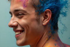 Paint Splat Fun - Colorful Happy Male Faces