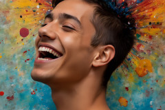 Paint Splat Fun - Colorful Happy Male Faces