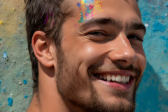 Paint Splat Fun - Colorful Happy Male Faces