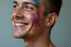 Paint Splat Fun - Colorful Happy Male Faces