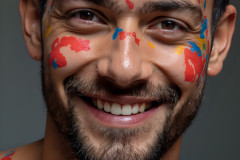 Paint Splat Fun - Colorful Happy Male Faces