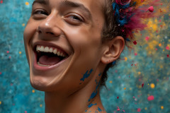 Paint Splat Fun - Colorful Happy Male Faces