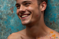 Paint Splat Fun - Colorful Happy Male Faces