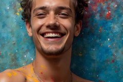 Paint Splat Fun - Colorful Happy Male Faces