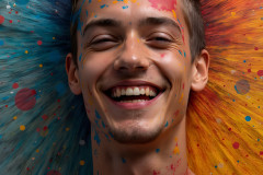Paint Splat Fun - Colorful Happy Male Faces
