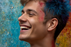 Paint Splat Fun - Colorful Happy Male Faces