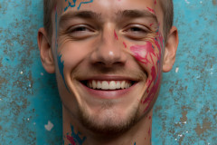 Paint Splat Fun - Colorful Happy Male Faces