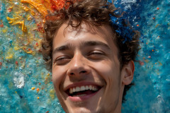 Paint Splat Fun - Colorful Happy Male Faces