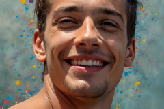 Paint Splat Fun - Colorful Happy Male Faces