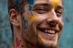 Paint Splat Fun - Colorful Happy Male Faces