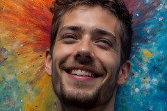 Paint Splat Fun - Colorful Happy Male Faces