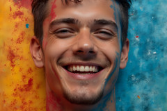 Paint Splat Fun - Colorful Happy Male Faces