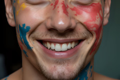 Paint Splat Fun - Colorful Happy Male Faces