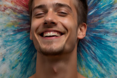 Paint Splat Fun - Colorful Happy Male Faces