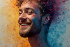 Paint Splat Fun - Colorful Happy Male Faces