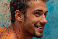 Paint Splat Fun - Colorful Happy Male Faces