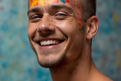 Paint Splat Fun - Colorful Happy Male Faces