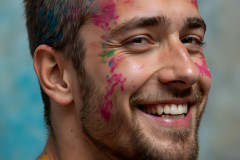 Paint Splat Fun - Colorful Happy Male Faces