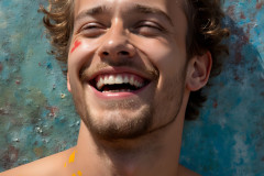 Paint Splat Fun - Colorful Happy Male Faces