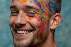 Paint Splat Fun - Colorful Happy Male Faces