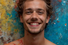 Paint Splat Fun - Colorful Happy Male Faces