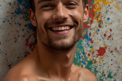 Paint Splat Fun - Colorful Happy Male Faces