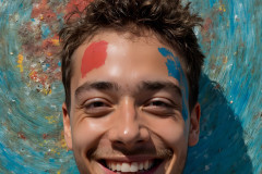 Paint Splat Fun - Colorful Happy Male Faces