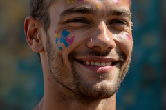 Paint Splat Fun - Colorful Happy Male Faces
