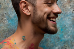 Paint Splat Fun - Colorful Happy Male Faces