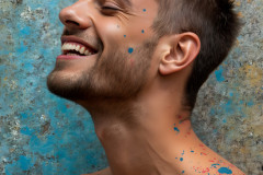 Paint Splat Fun - Colorful Happy Male Faces