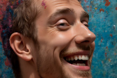 Paint Splat Fun - Colorful Happy Male Faces