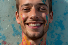 Paint Splat Fun - Colorful Happy Male Faces