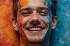 Paint Splat Fun - Colorful Happy Male Faces