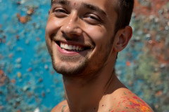 Paint Splat Fun - Colorful Happy Male Faces