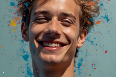 Paint Splat Fun - Colorful Happy Male Faces