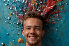 Paint Splat Fun - Colorful Happy Male Faces