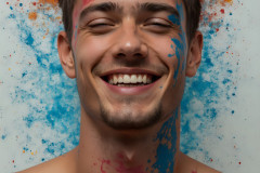 Paint Splat Fun - Colorful Happy Male Faces
